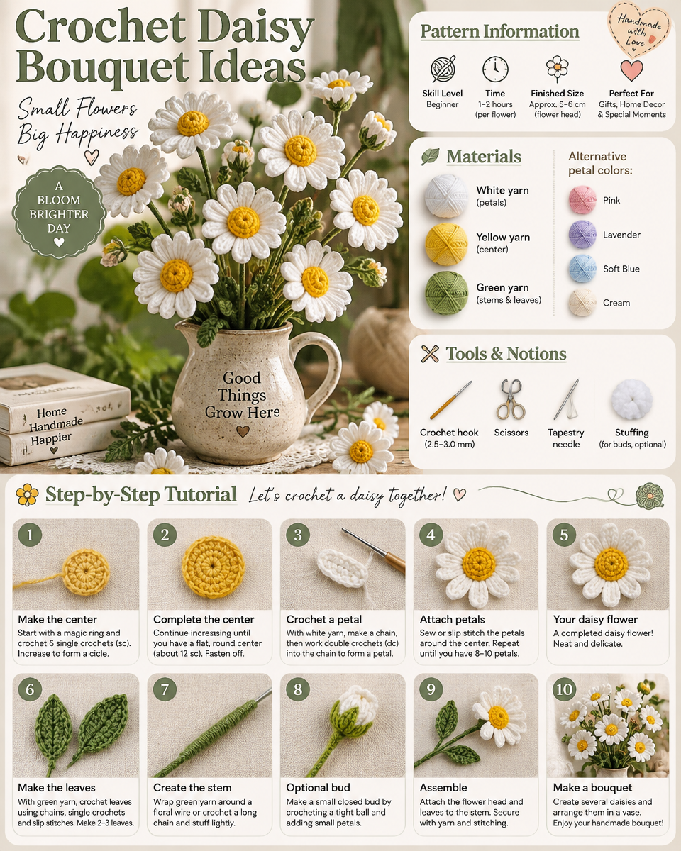 Crochet Daisy Bouquet Ideas
