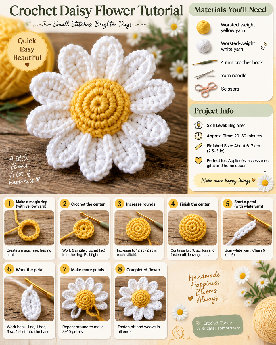 Crochet Daisy Flower Tutorial