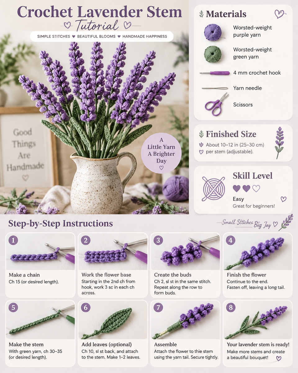 Crochet Lavender Stem Tutorial