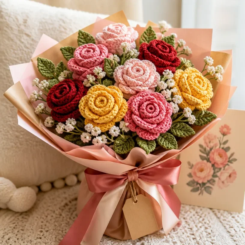 Crochet Rose Bouquet Ideas