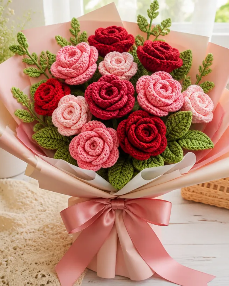 Crochet Rose Bouquet Assembly Guide