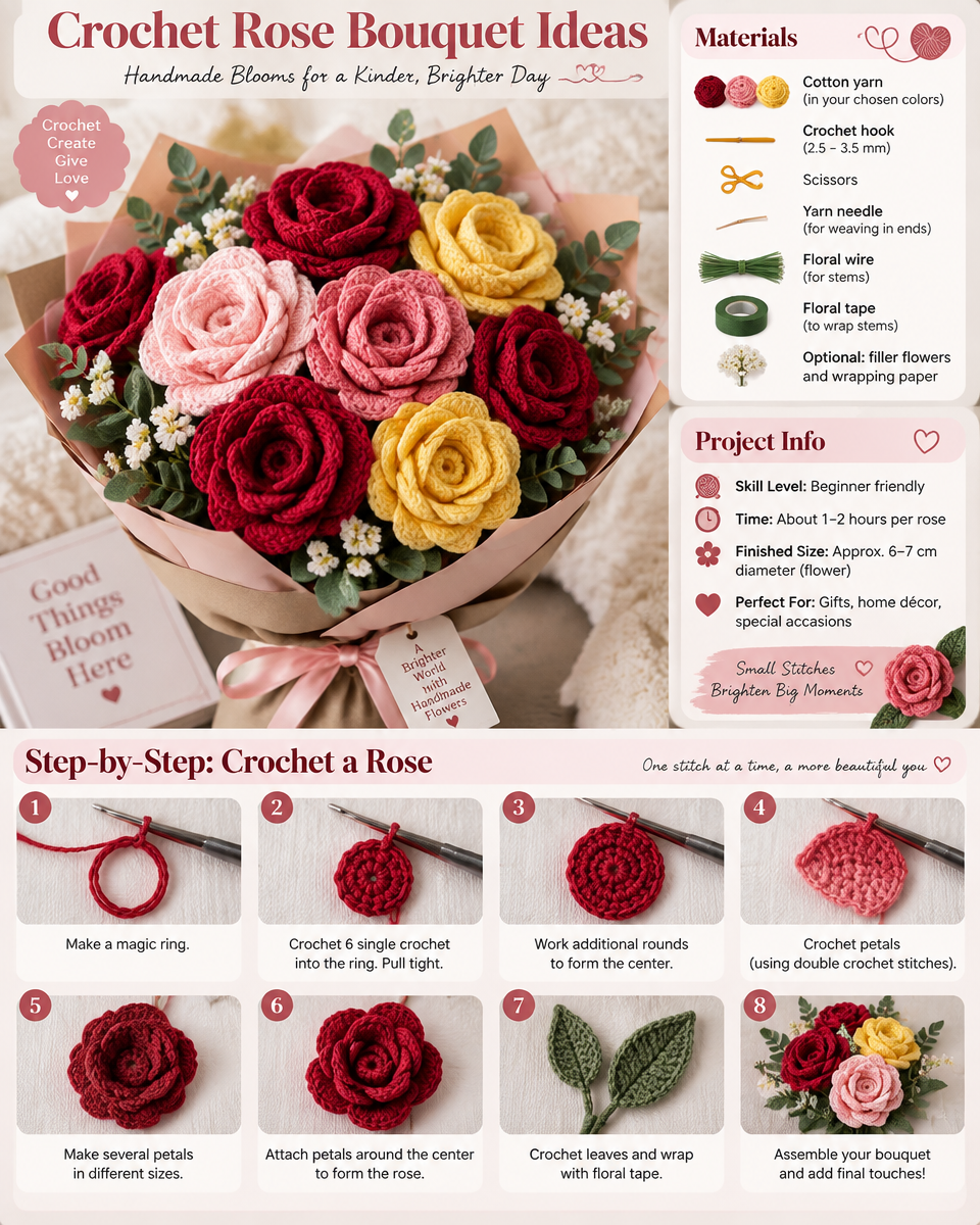 Crochet Rose Bouquet Ideas