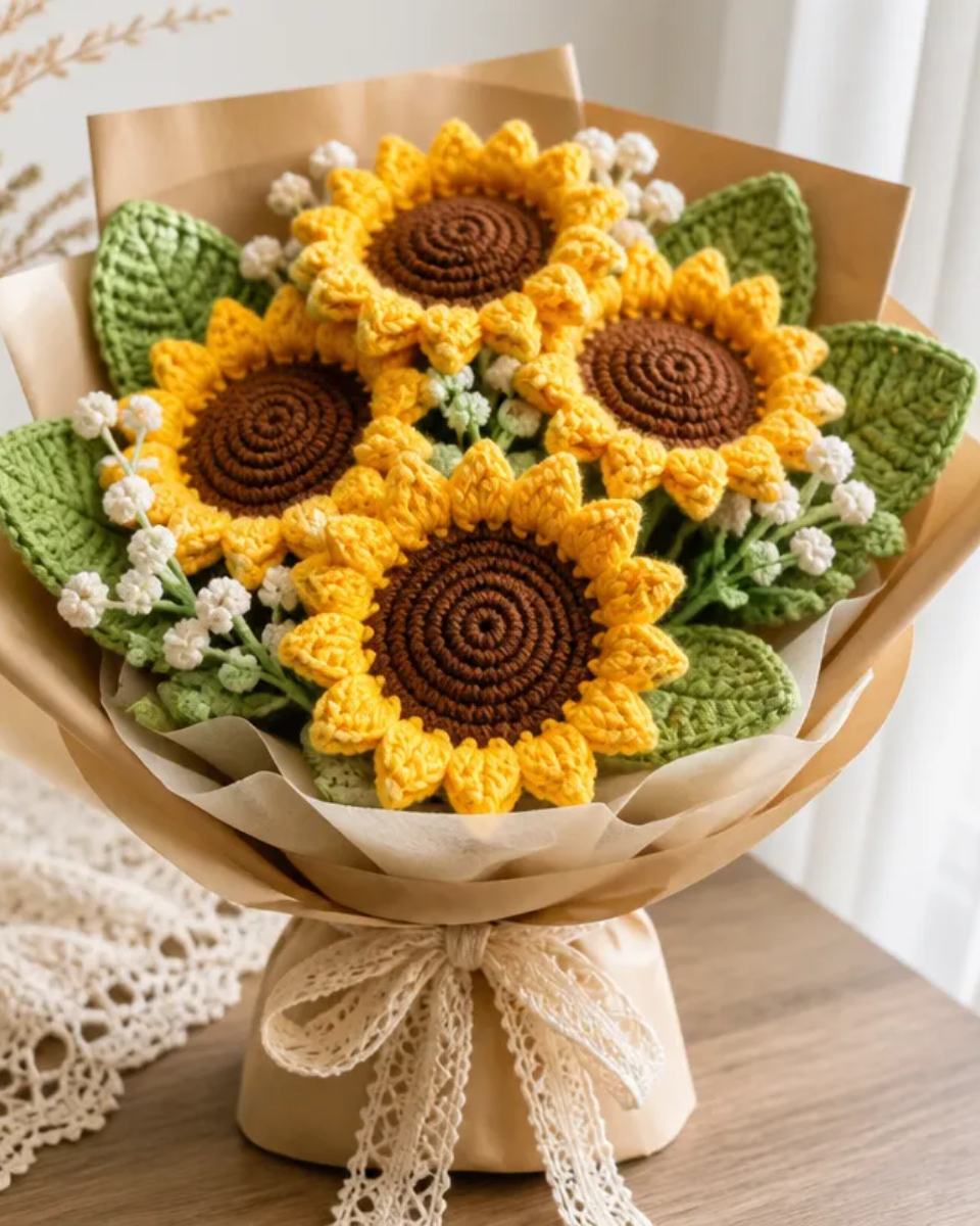 Crochet Sunflower Bouquet
