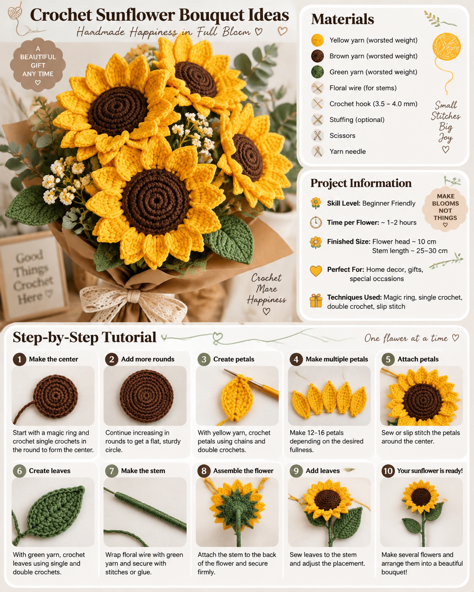 Crochet Sunflower Bouquet Ideas