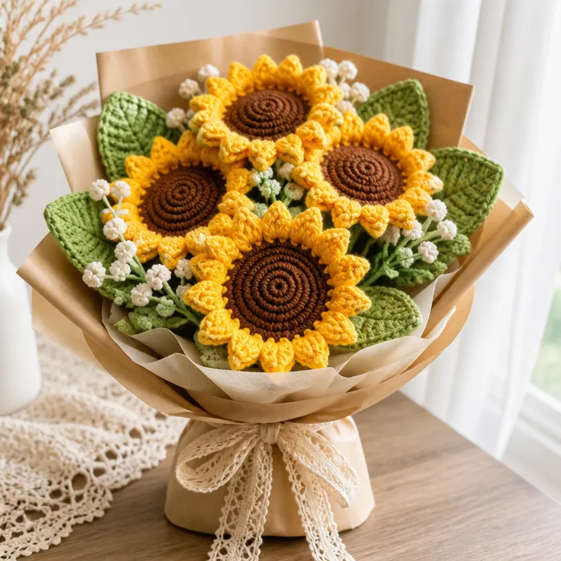 Crochet Sunflower Bouquet