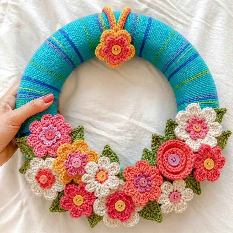 Crochet April Flowers Wreath Pattern