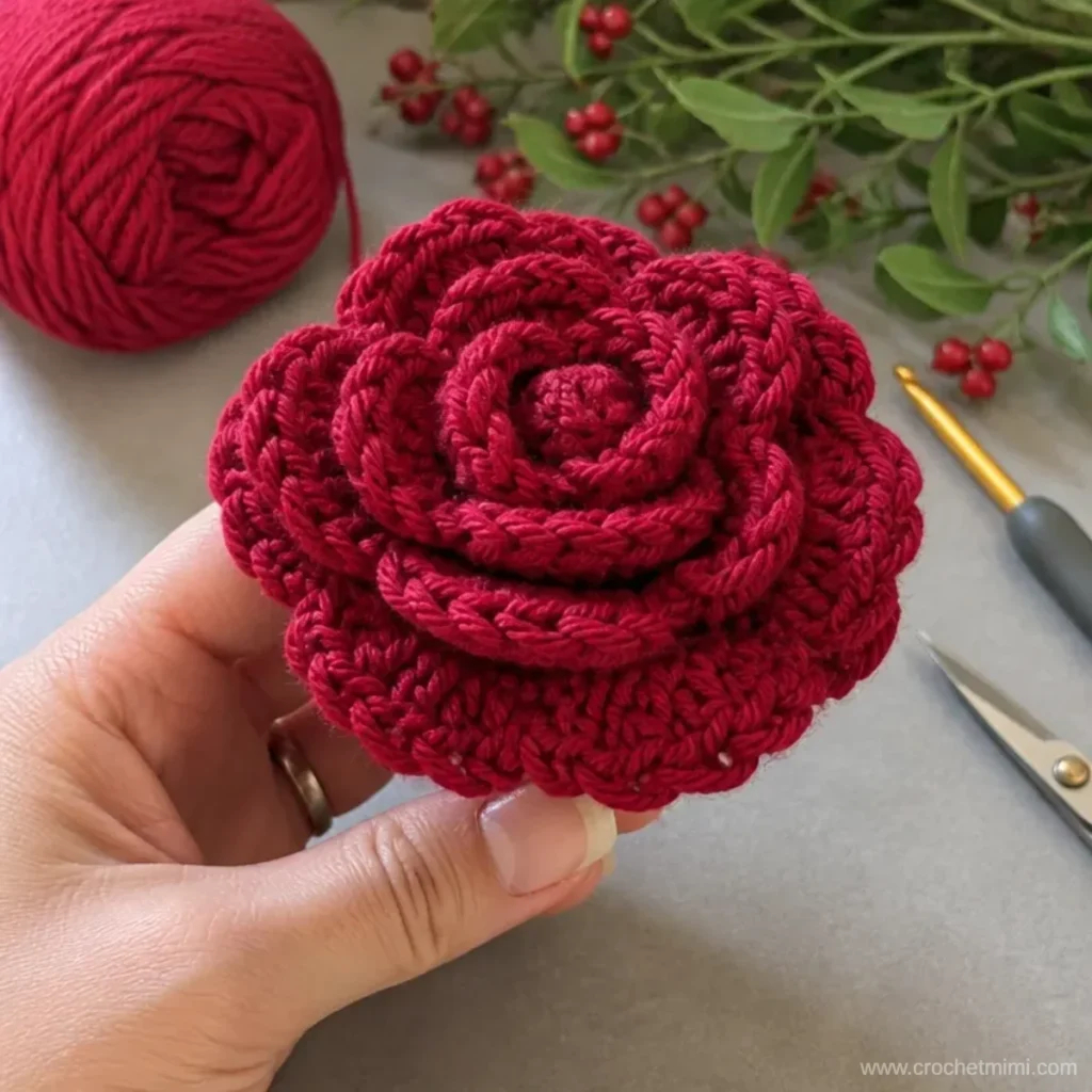Beginner-friendly crochet pattern for vibrant red roses