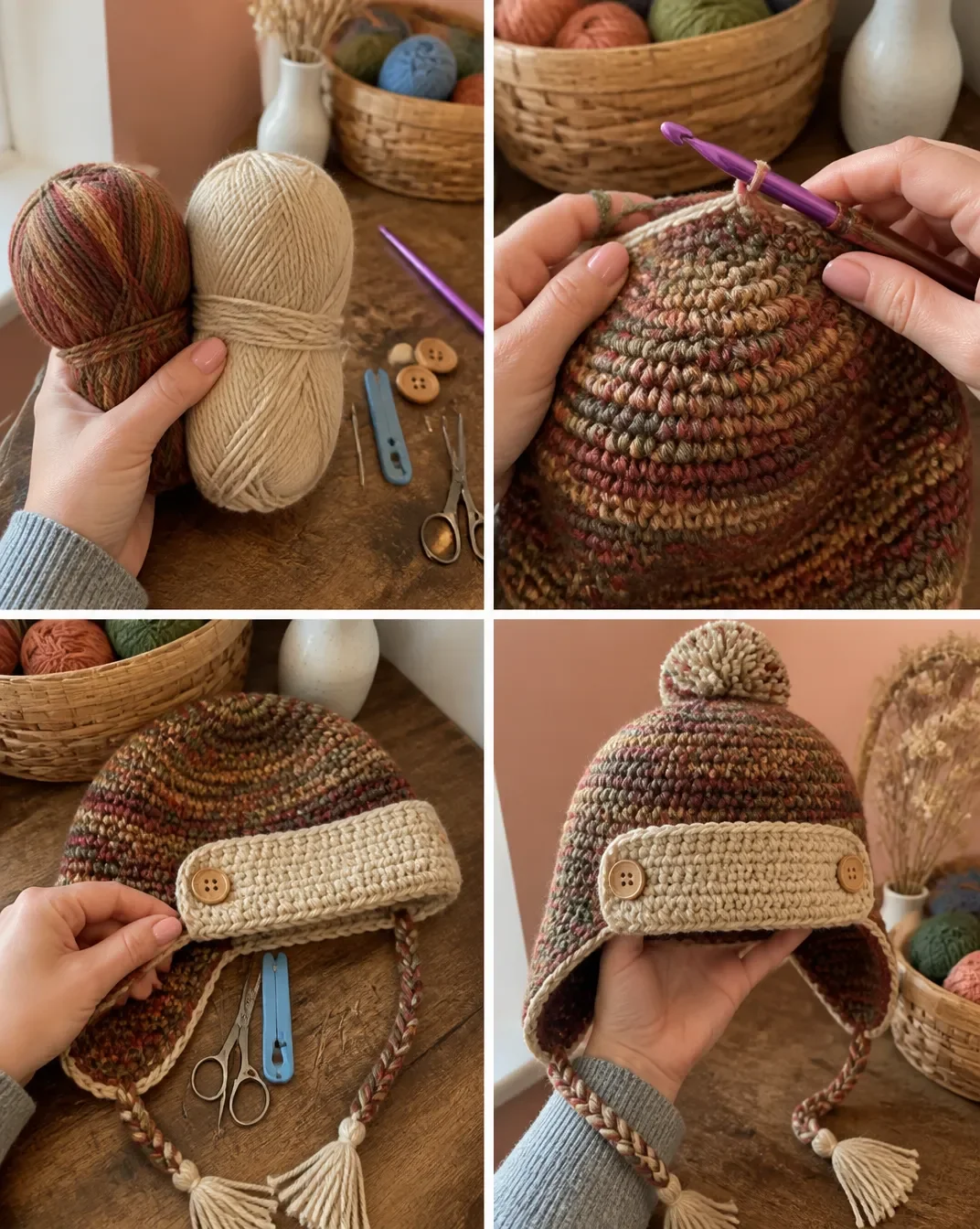 Crochet Chic Aviator Hats Pattern