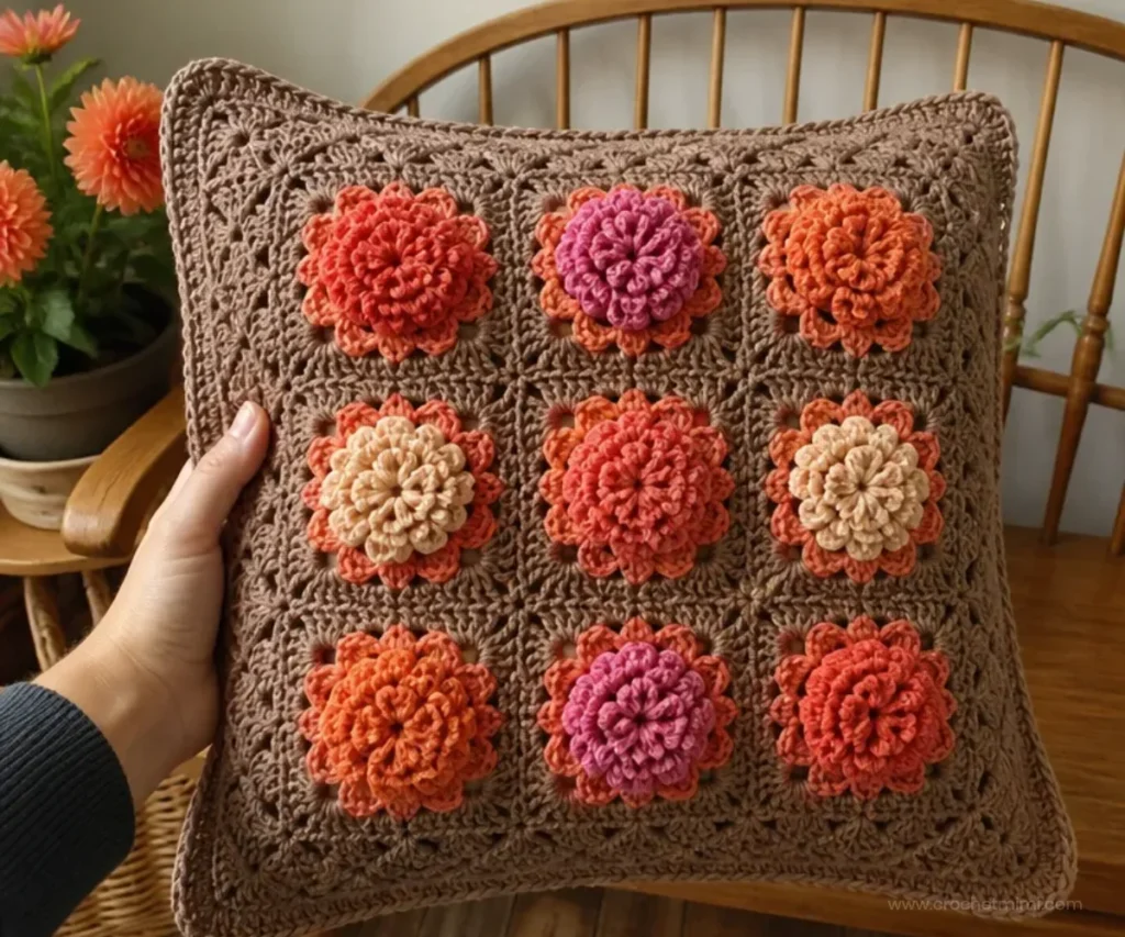 Crochet Dahlia Pillow Pattern