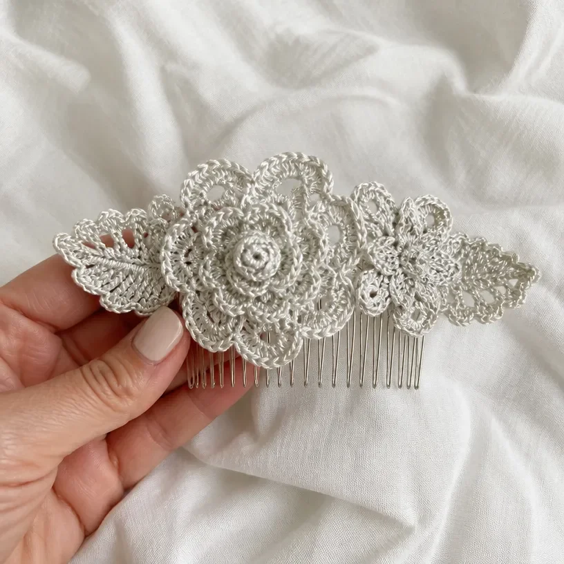 Crochet Floral Hair Comb Pattern