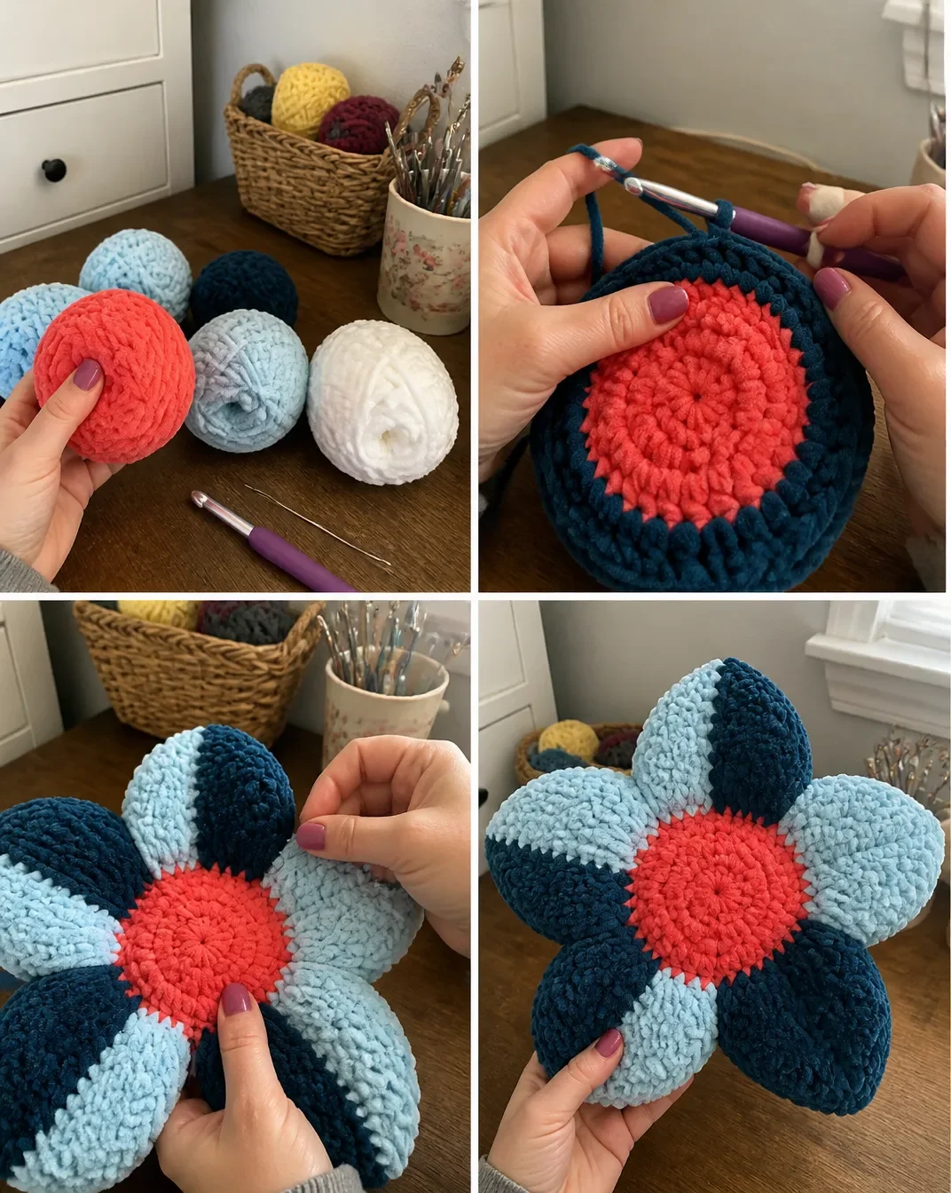 Bloomin’ Comfort Crochet Petal Pillow Pattern
