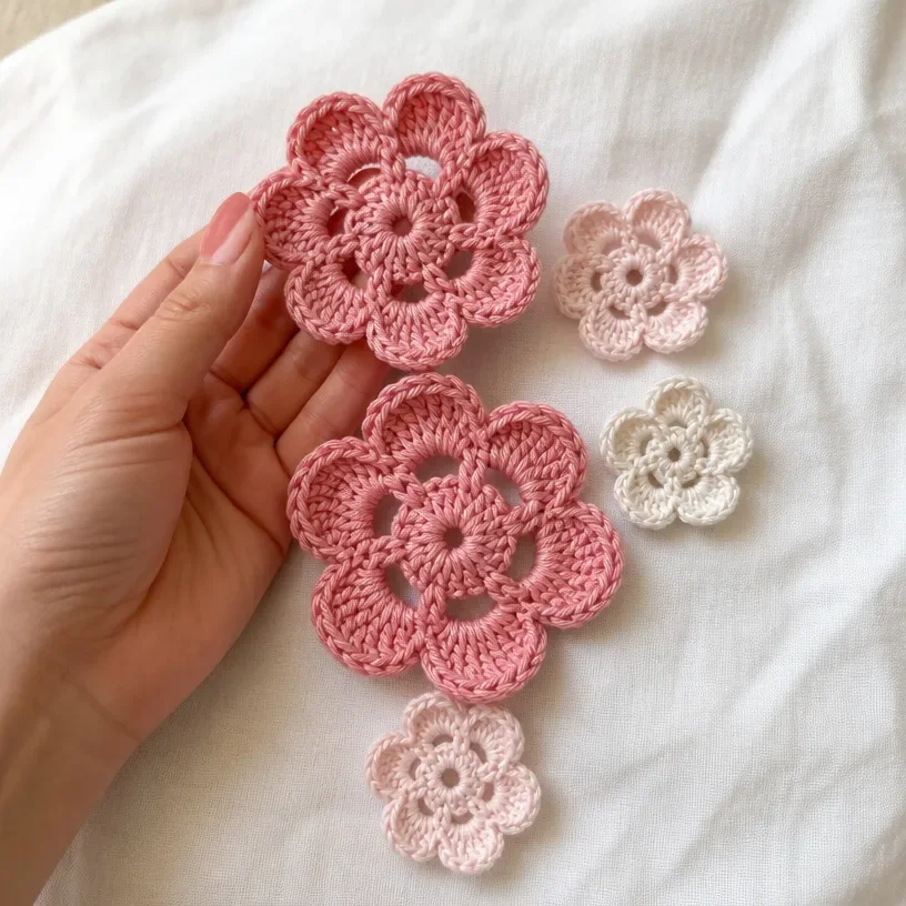 Crochet Flower Appliques Pattern