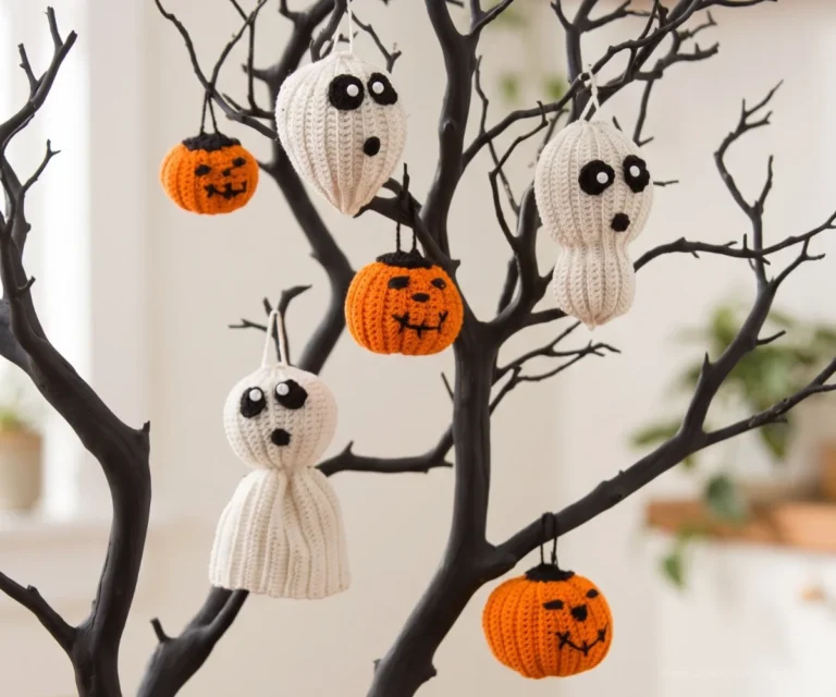 Crochet Halloween tree for spooky home decor