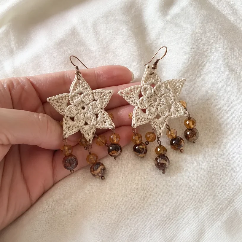 Crochet Dangling Flower Earrings Pattern