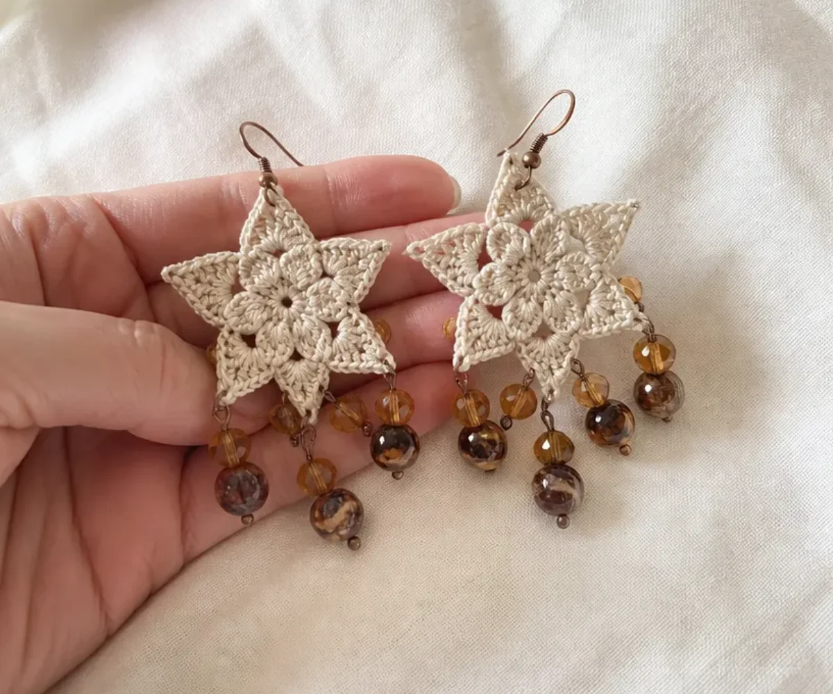 Dangling Flower Earrings Crochet Pattern