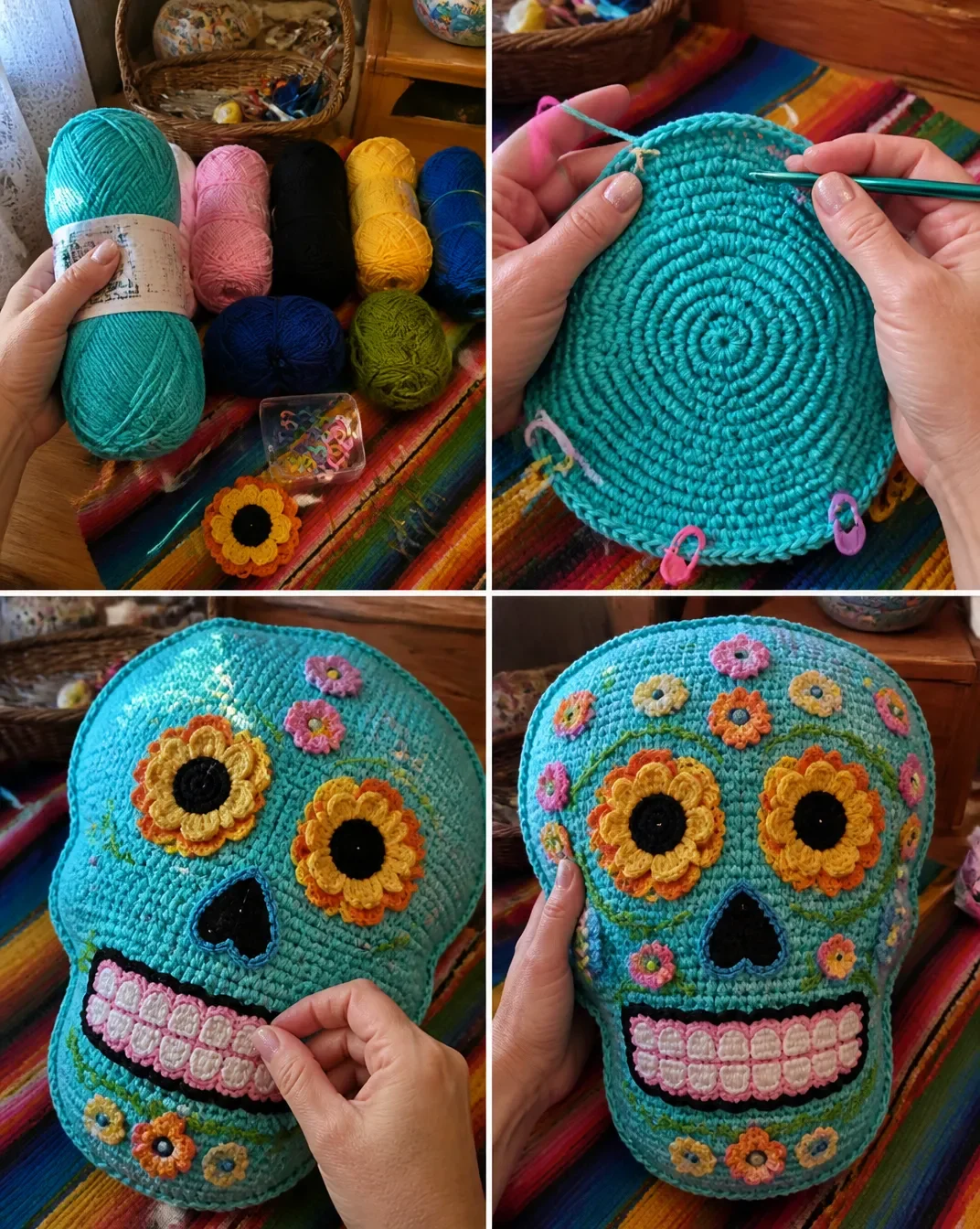 Crochet Day of the Dead Pillow Pattern