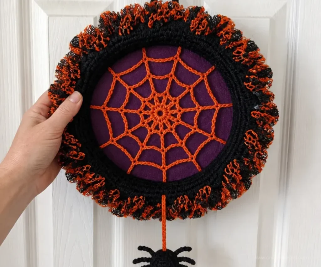 DIY Halloween Crochet Spiderweb Wreath Pattern