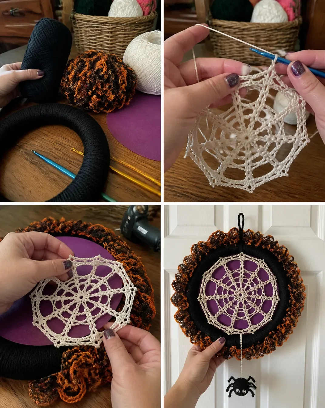 Crochet Spiderweb Halloween Wreath Pattern