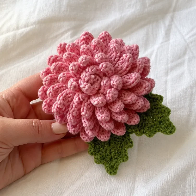 Crochet Felted Chrysanthemum Pin Pattern
