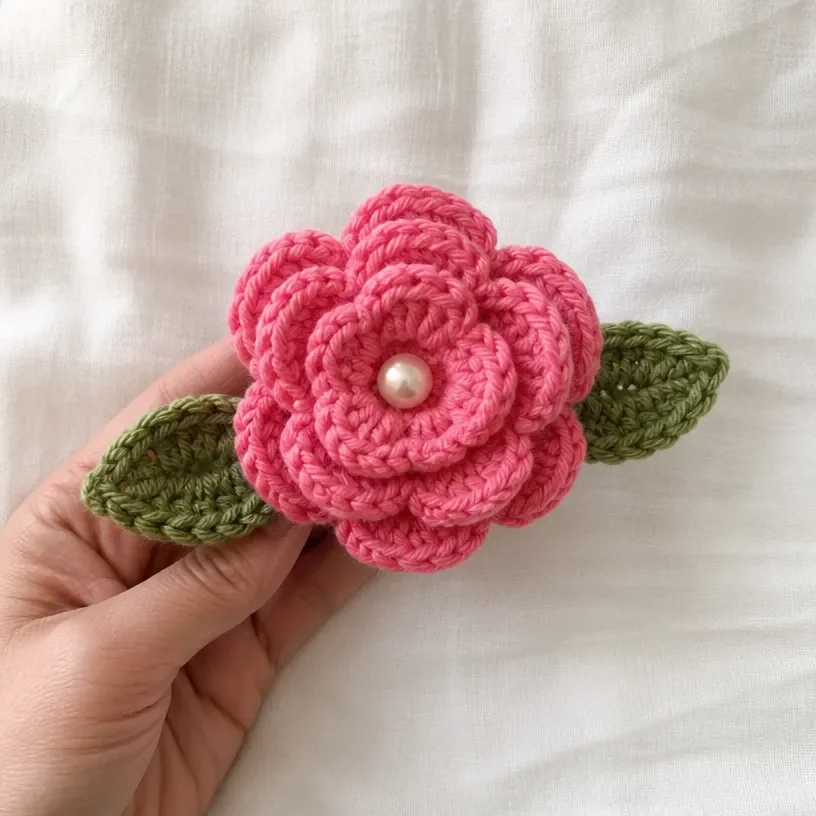 Crochet Felted Rose Pin Pattern