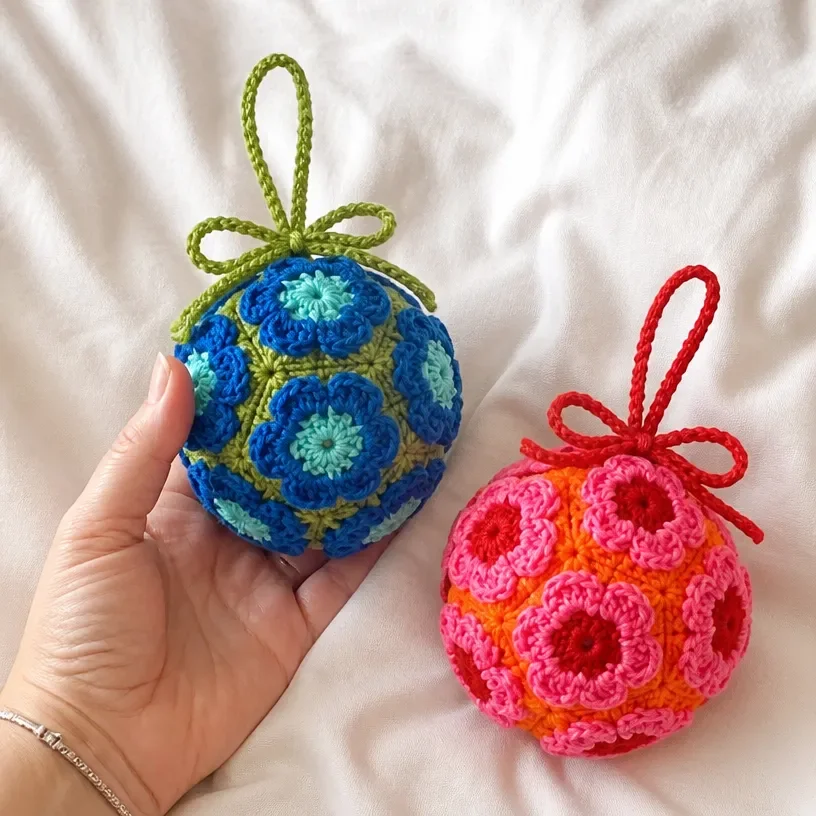 Crochet Flower Ball Ornament Pattern