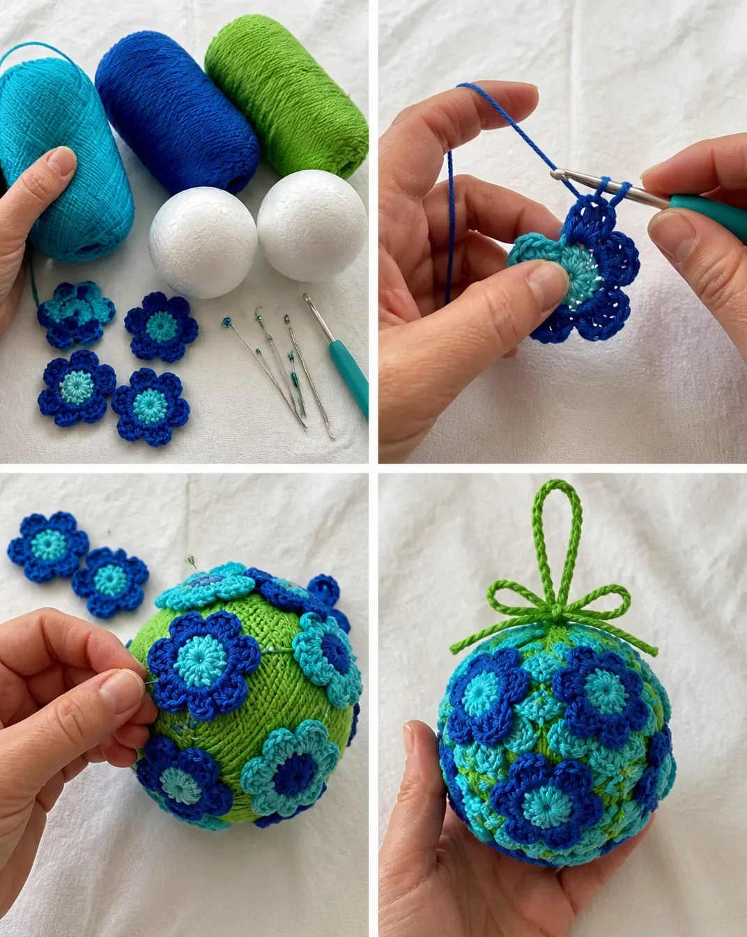 Crochet Flower Ball Ornament Pattern