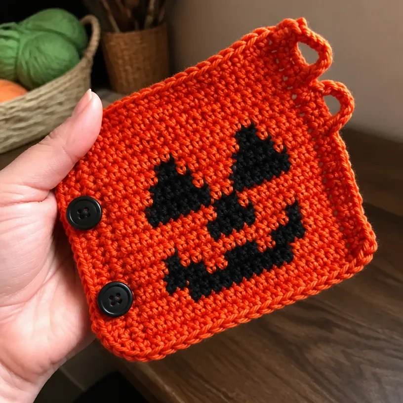 Crochet Halloween Pumpkin Cuff Pattern