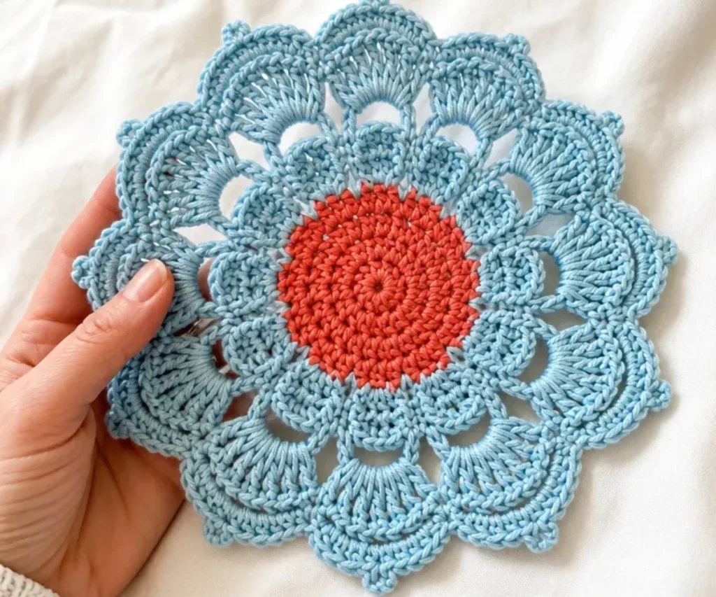 Spring Flower Crochet Coaster Pattern for DIY Home Decor