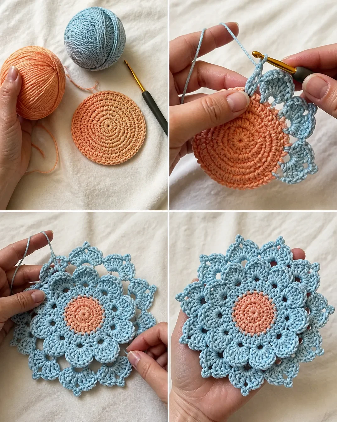 Crochet Spring Flower Coaster Pattern