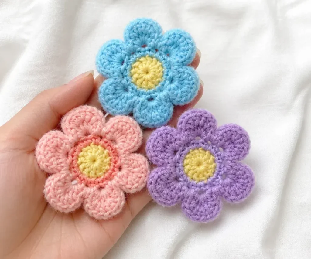 Two-color crochet tiny flower pattern showcasing vibrant floral design.